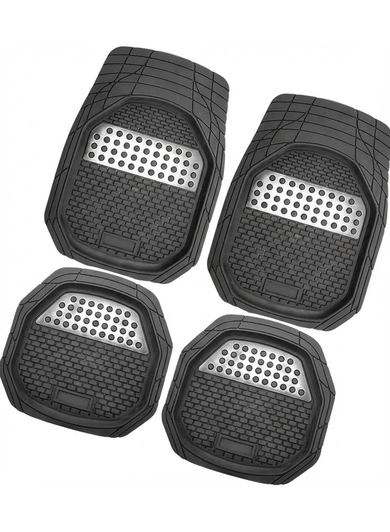 HERIOS Universal Heavy Duty Rubber Car Floor Mats, Black, All Weather Protection, Trim-to-Fit Design, 4 Piece Set for Cars, SUVs, and Trucks, car mat, car floor mat, car accessories - Image 1